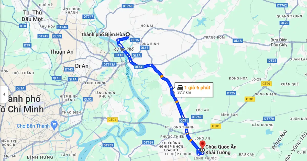 đường đi đến Chùa Quốc Ân Khải Tường