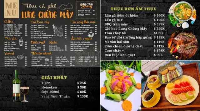 Khám phá menu tại cà phê Lưng Chừng Mây