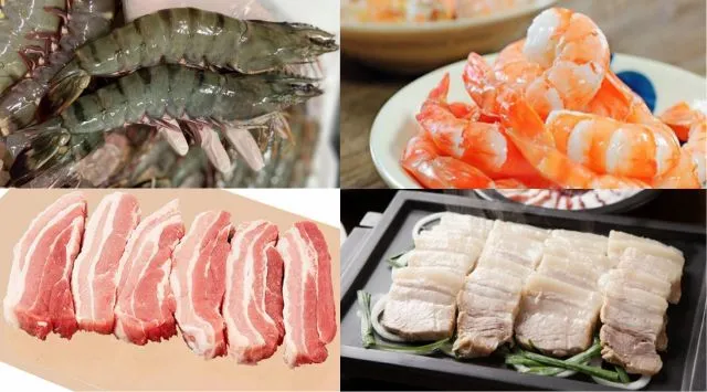 Sơ chế tôm và thịt ba chỉ